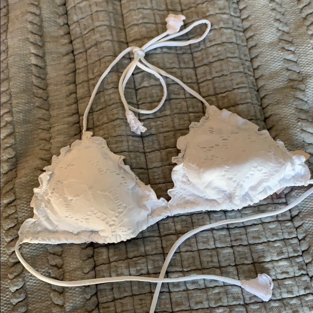 NWT lacy white string bikini top